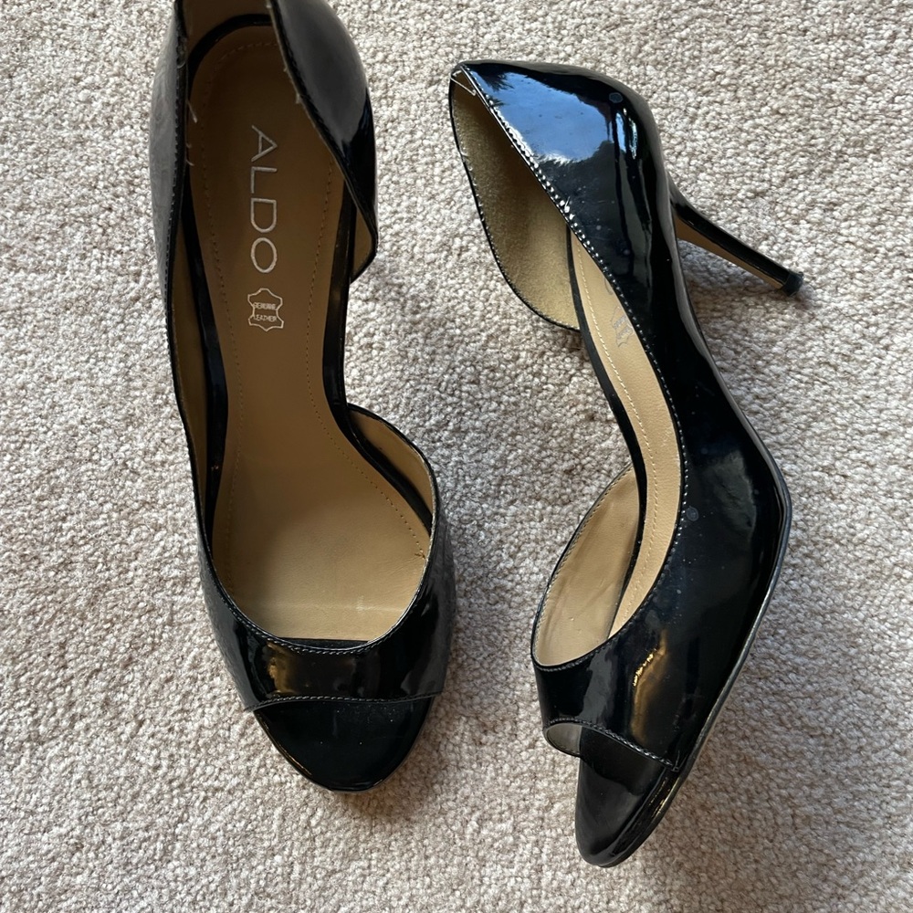 Aldo Black Patent Leather Stiletto Heels